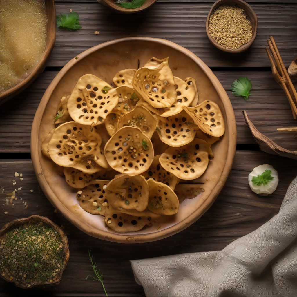 Honey Mustard Miso Lotus Root Chips